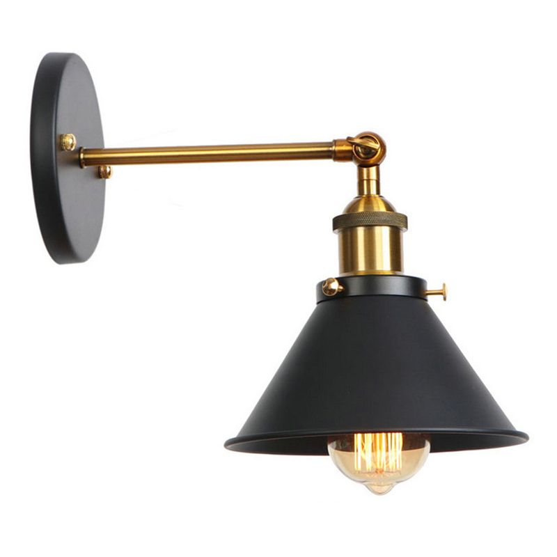 Black Geometric Wall Lamp in Industrial Retro Style Wrought Iron Wall Light for Interior Spaces