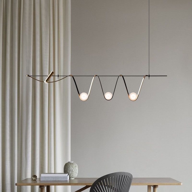 Black Metal Appeding Biling Light LED Linear Linear Lampade per isola per sala da pranzo