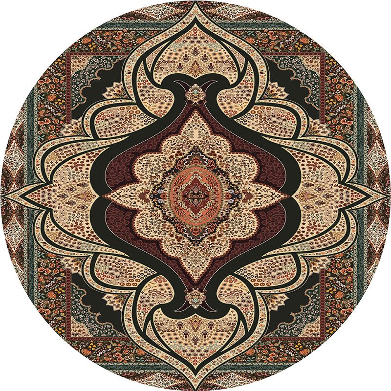 Olden Turkish Folk Art Rug Multi Color Persian Carpet Polyester Anti-Slip Stain Resistant Washable Rug for Room