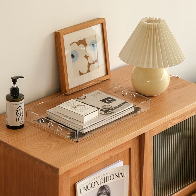 Mid-Century Modern Natural Cabinet with 4 Doors in Pine Wood