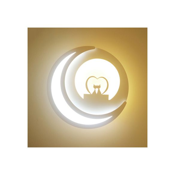 Hedendaags maanwandlicht met cartoonpatroon Acryl LED SCONCE Licht in het wit voor kinderslaapkamer