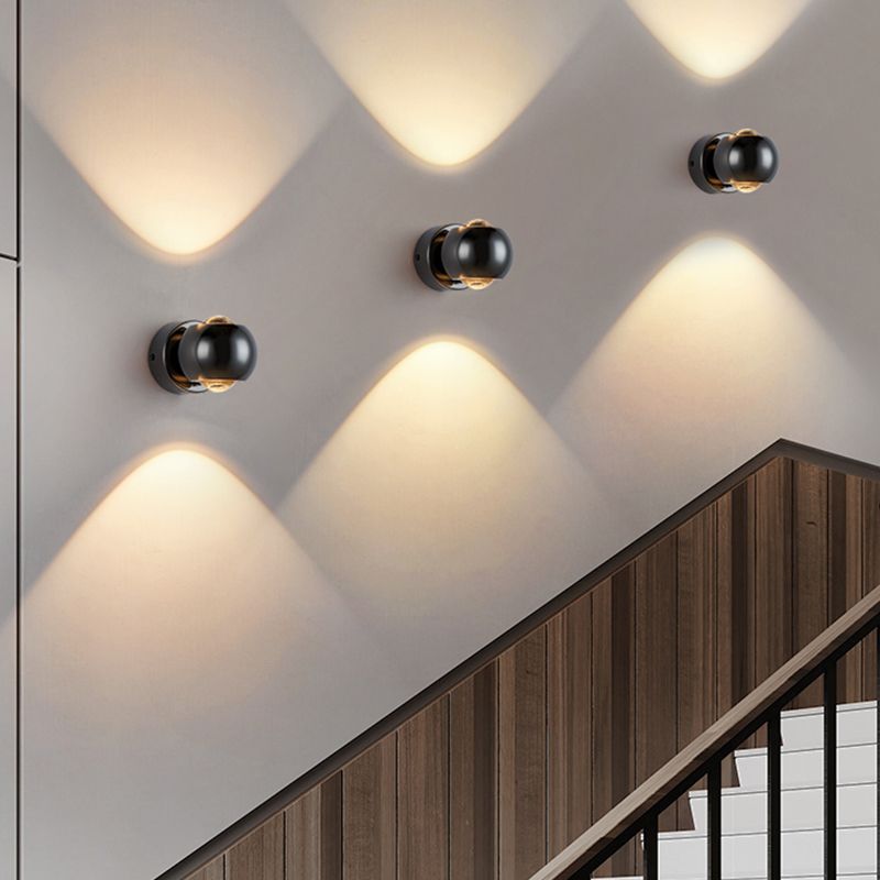 LED Modern Metal Wall Sconce Ball Shape Wall Light with Glass Shade for Bedroom