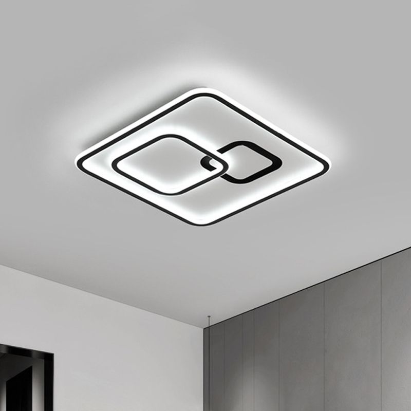Acrylic Ultrathin Rhombus Ceiling Flush Simple Stylish Black LED Flush Mounted Light for Bedroom, 16"/19.5" Wide