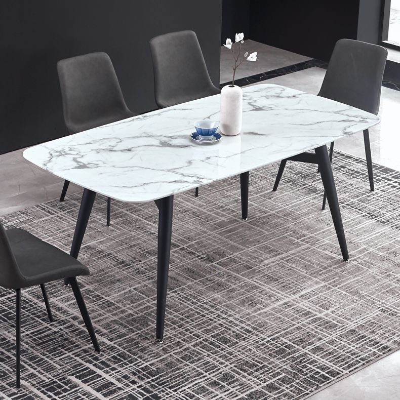 Modern Style Sintered Stone Rectangle Table Set 1/2/5/7 Pieces Dining Set