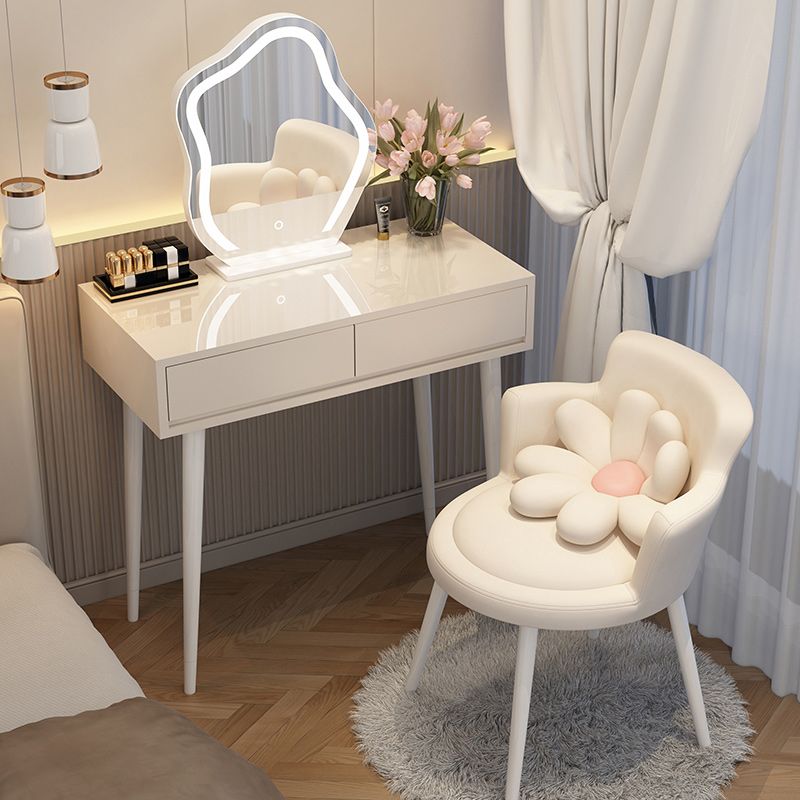 Contemporary Lighted Mirror Makeup Vanity Desk in Wood Vanity Dressing Table Set