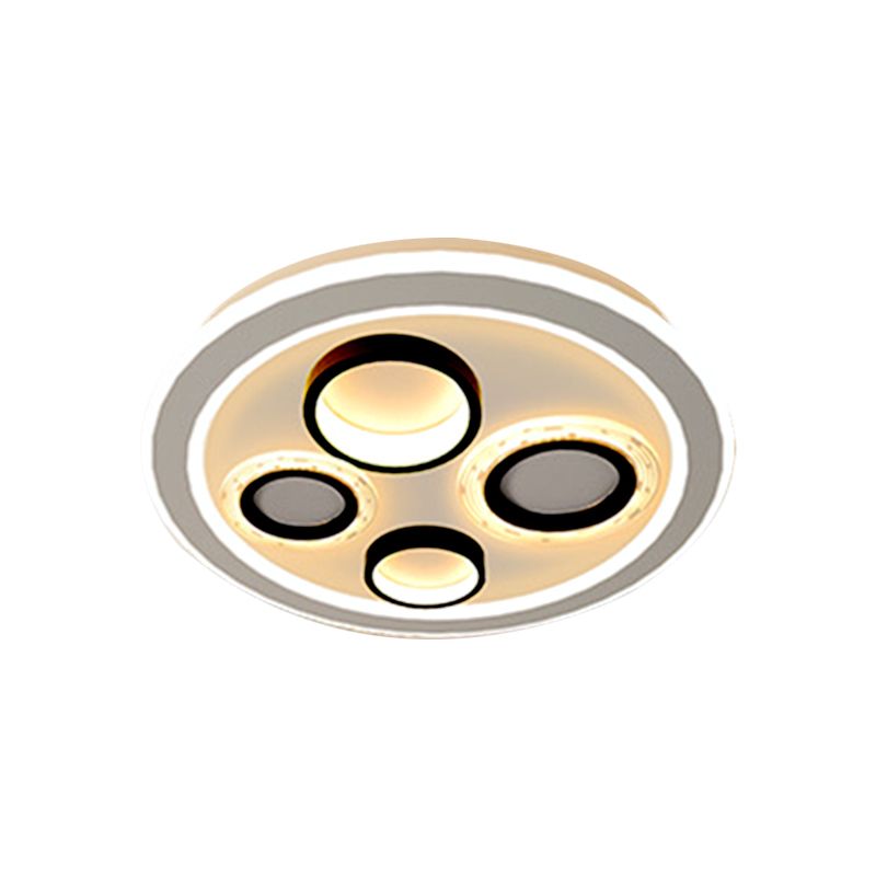 Circular Flush Mount Modernist Acrylic LED Black Ceiling Light Fixture for Bedroom, 16.5"/20.5" Wide