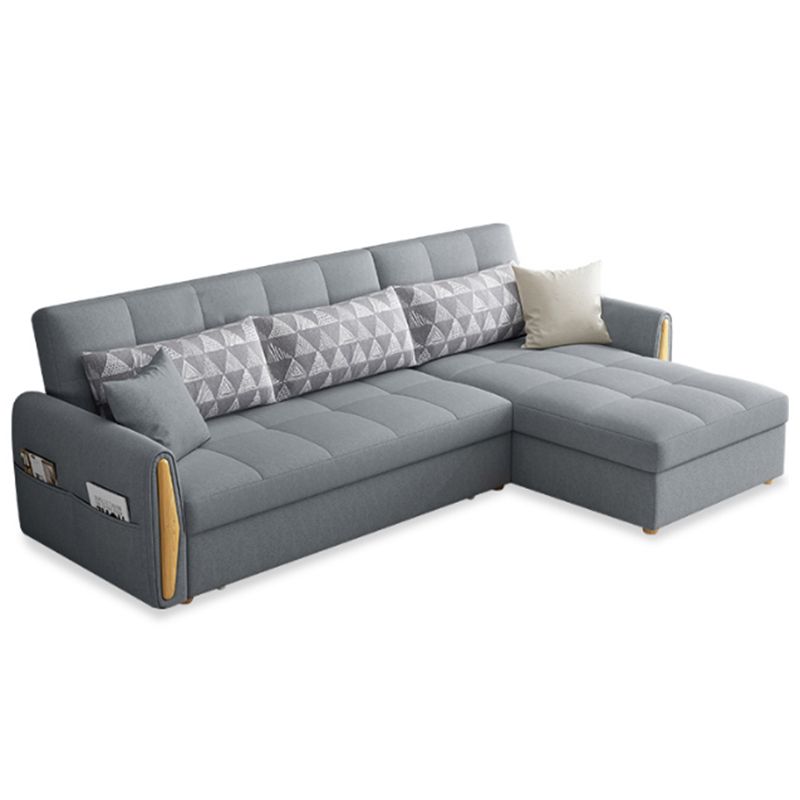 Square Arm Light-grey Contemporary Cotton Blend Sofa & Chaise for Living Room