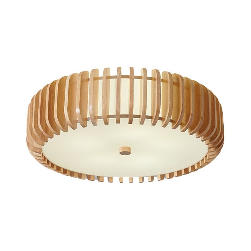 Wood Round Flush Mount Lights Contemporary Style Multi Lights Flush Mount Fixture