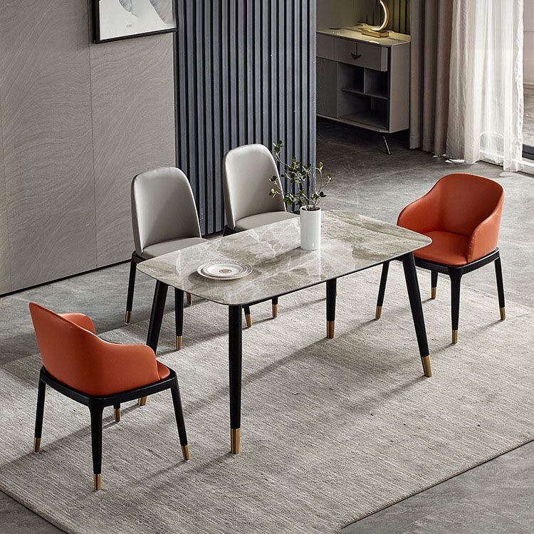Industrial Home Parsons Silla auxiliar Silla de comedor de cuero con patas de madera