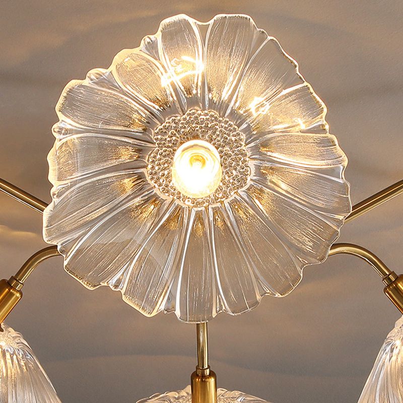 Contemporary Ceiling Lamp Colorful Glass Shade Flush Mount Light Fixture for Sitting Room
