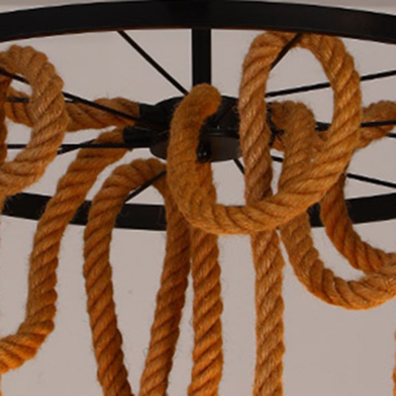 Luz de lámpara de araña de bombillas desnudas Iluminación colgante de cuerda industrial para restaurante (sin plantas)