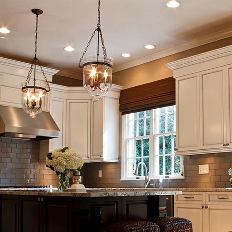 Industrial Creative Style Hanging Light Wrought Iron Pendant Light with Glass Shade