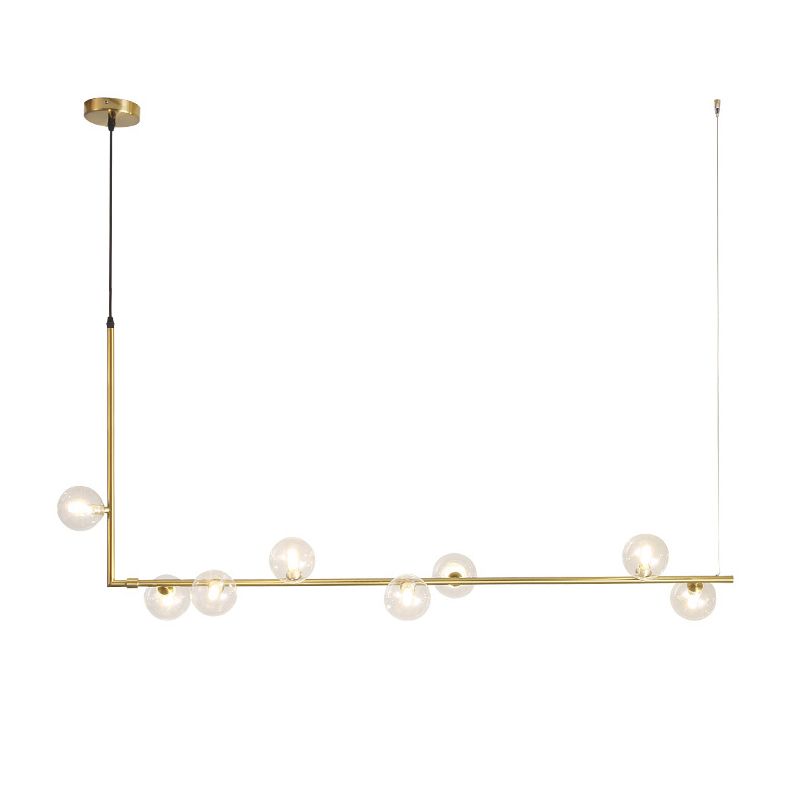 Modernism Glass Shaded Ceiling Light Black/Golden Kitchen Island Lighting for Home