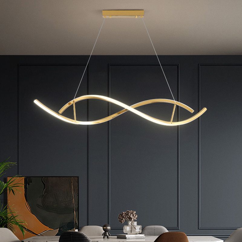 2 Lights Geometric Chandelier Light Contemporary Metal Pendant Lighting in Gold
