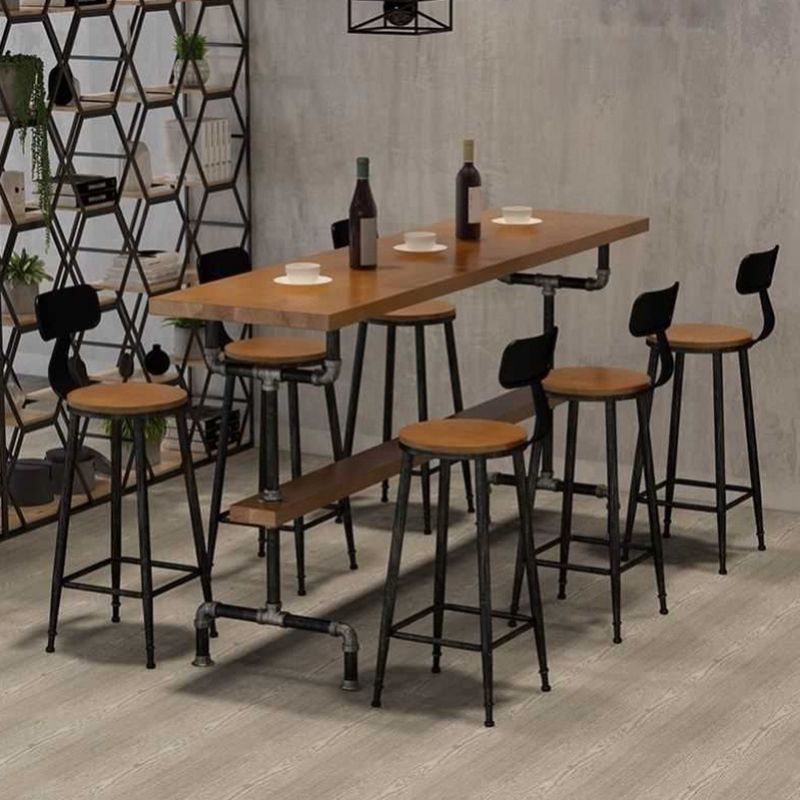 Industrial Solid Wood Bar Table Rectangle Bistro Dining Table