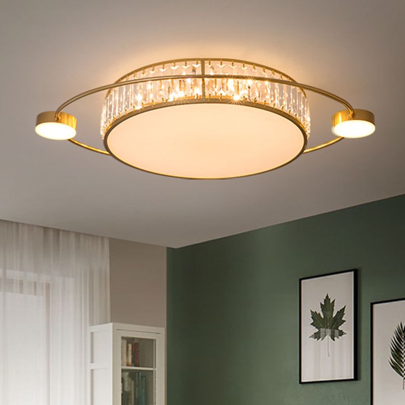 Plafonnier LED rond en cristal clair, plafonnier artistique pour couloir