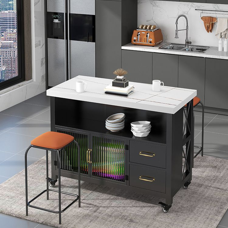 Modern Simple Dining Island Table Marble Prep Table with Drawer