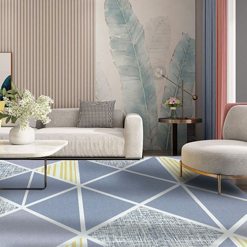 Gray Simple Indoor Carpet Polyester Geometric Rug Anti-Split Backing Area Rug for Home Decoration