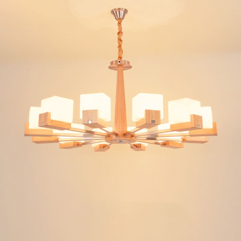 Quadratische Kronleuchterleuchte moderne weiße GlaSpendant Beleuchtung für das Restaurant