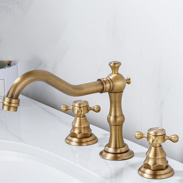 Industrial Wide Spread Bathroom Faucet 2 Cross Handles Lavatory Faucet