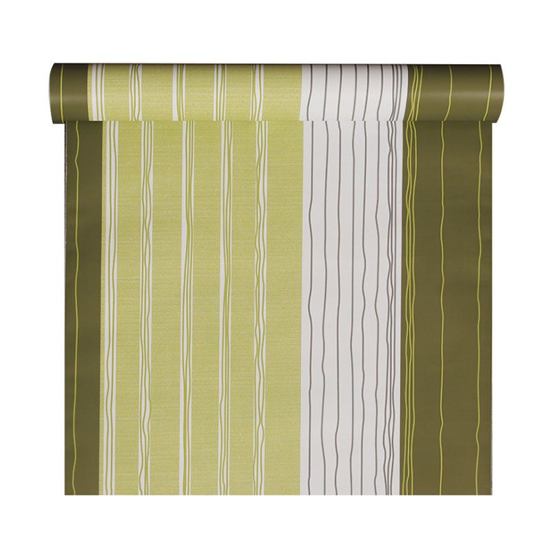 Simple Stripe Wallpaper Roll Countryside Self-Adhesive Wall Art in Green, 48.4 sq ft.