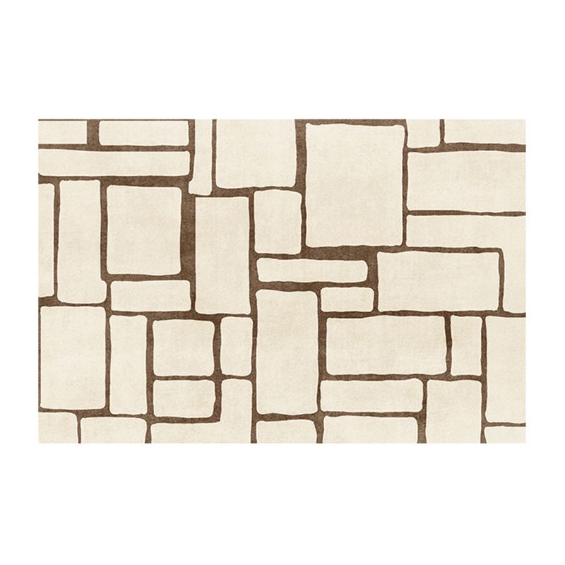 Beige Modern Area Carpet Stripe Pattern Polyester Area Rug Easy Care Washable Rug for Home Decor