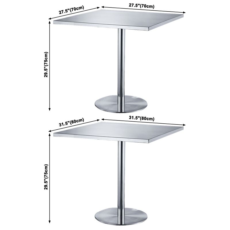 Industrial Dining Room Table Stainless Steel Table with Pedestal Table
