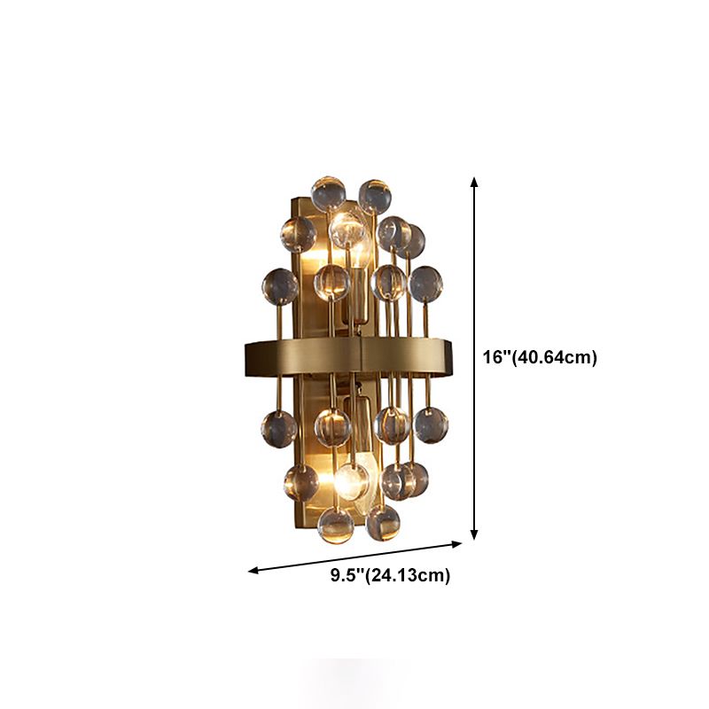 Postmoderne Metallwandleuchte Gold 2 Lichter Wandleuchten mit Kristall für Wohnzimmer