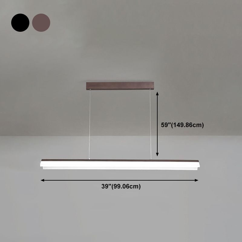 Éclairage de suspension en métal minimaliste en forme de bande LED Éclairage pour salle à manger
