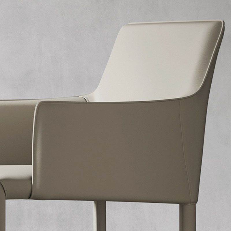 Minimalist Solid Back Chair for Home Use Leather Dining Side Chair