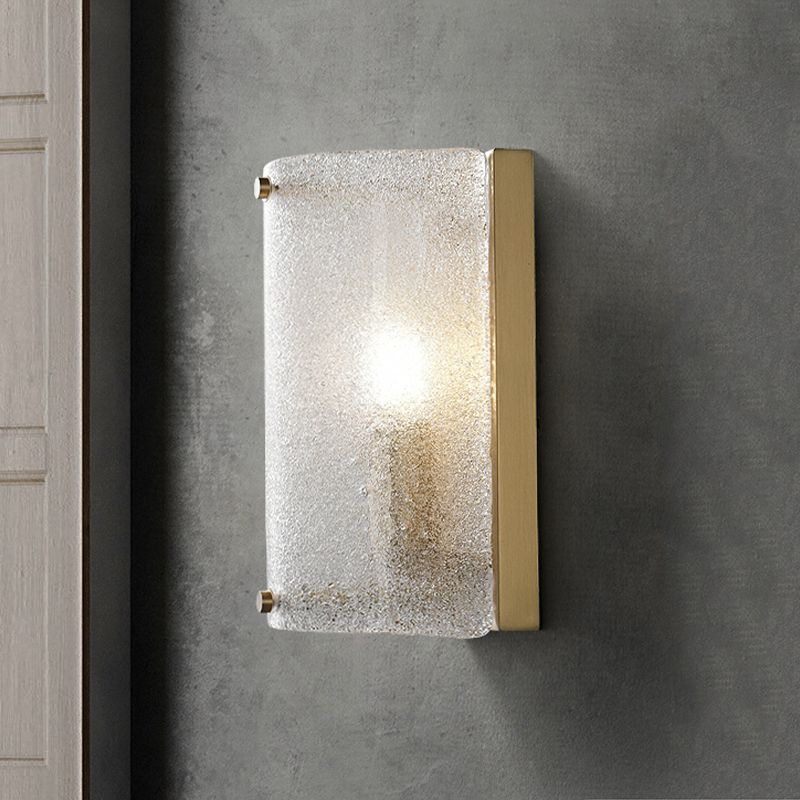 Modern Metal Wall Sconce Semicircle Shape Wall Light with Glass Shade for Bedroom