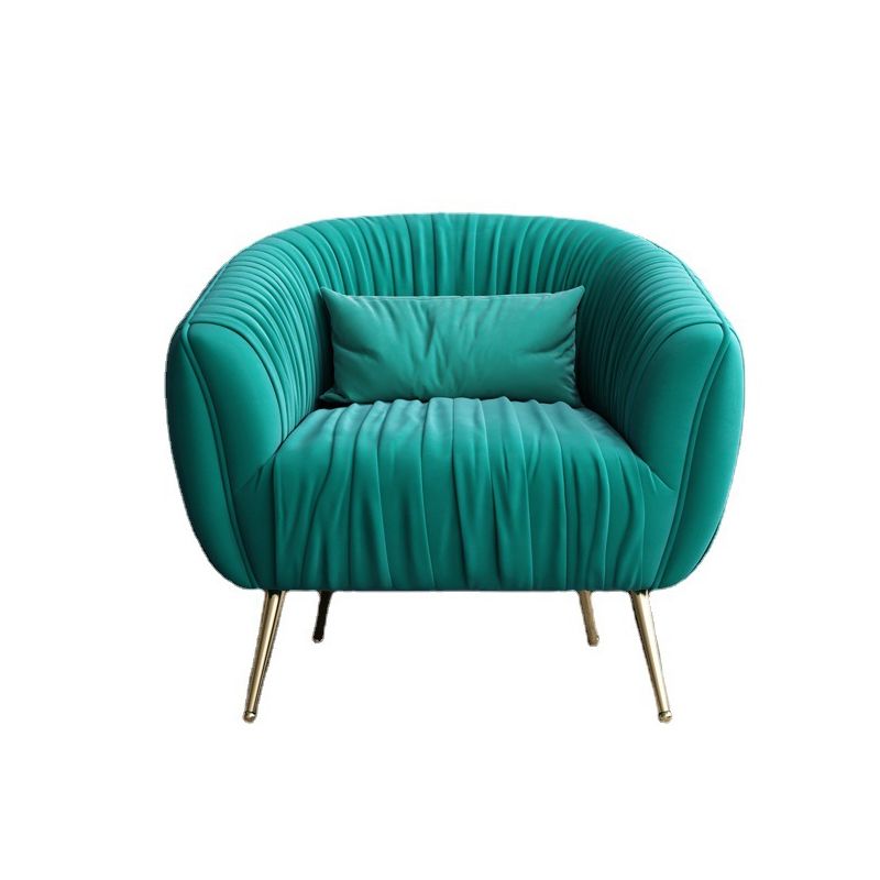Modern Pillow Back Chair Solid Color Upholstered Sloped Arms Chair
