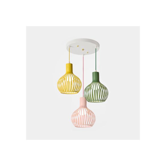 3 bulbos iluminación de techo con tono de cúpula de cúpula comedor industrial de metal luz colgante en gris/rosa