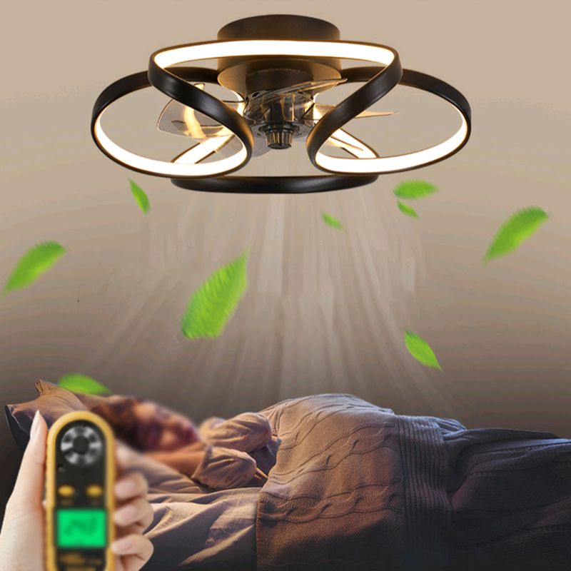 Contemporary Linear LED Ceiling Fan Light Simple Flush Mount Light for Living Room