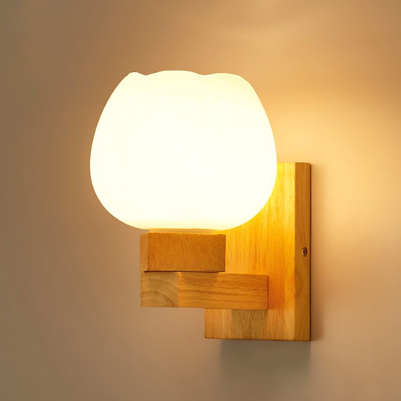 Estilo contemporáneo Luces de apliques de pared geométrica madera 1 lámpara de luz liviana