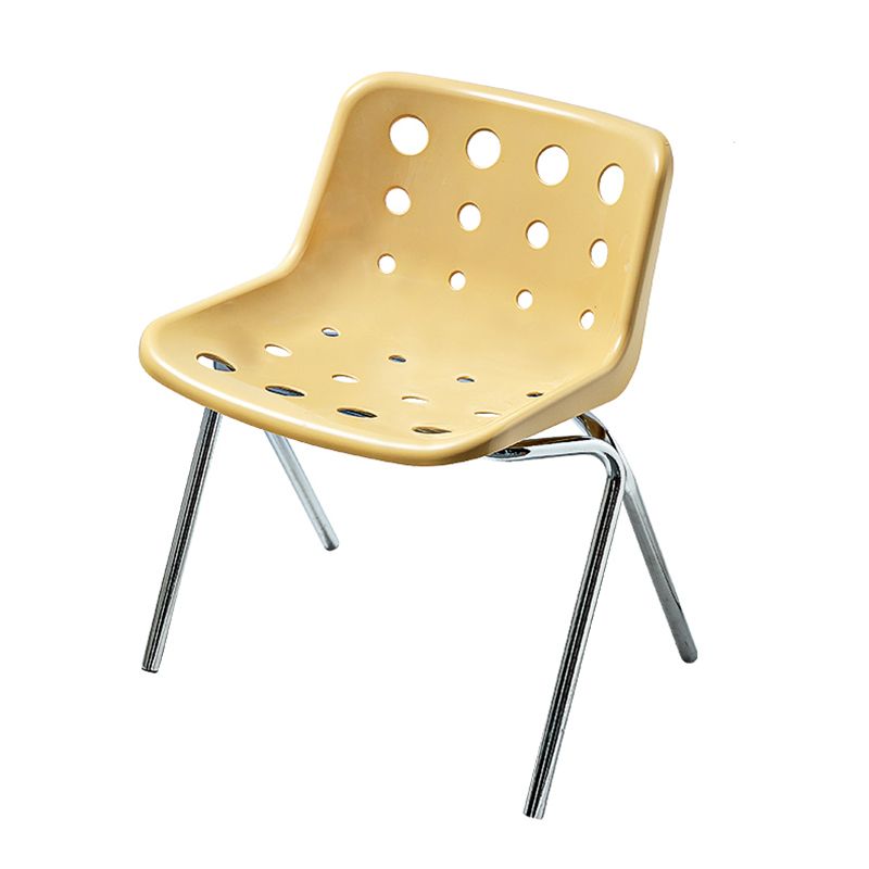 Modern Dining Room Plastic Silver Leg Parsons Armless Dining Chair