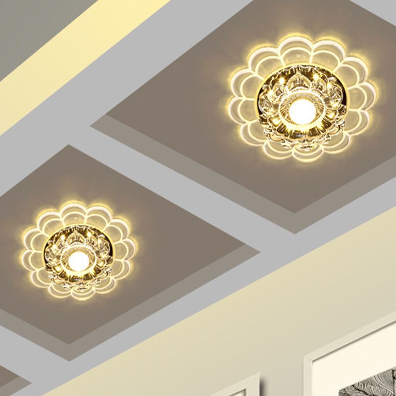 Bouquet clair Blossom Flush Mount Light Fixture Modernisme Porch Ceiling Flush with Ruffle Edge, Warm / Multi Color Light