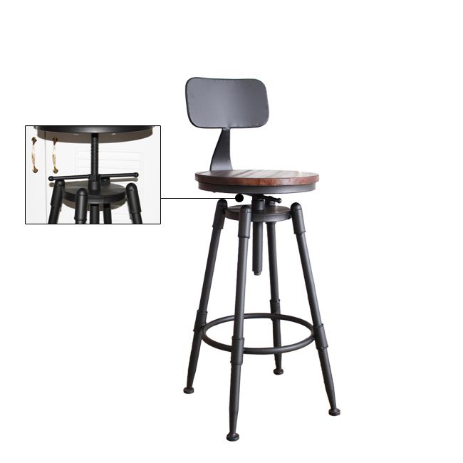 Industrial Metal Barstool Leather Counter Stool in Matte Finish for Home