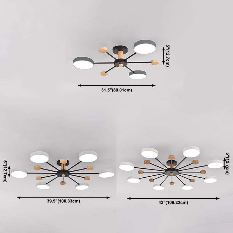 Multi Lights Metal Hanging Ceiling Light Cylindrical Modern Style Chandelier Lamp