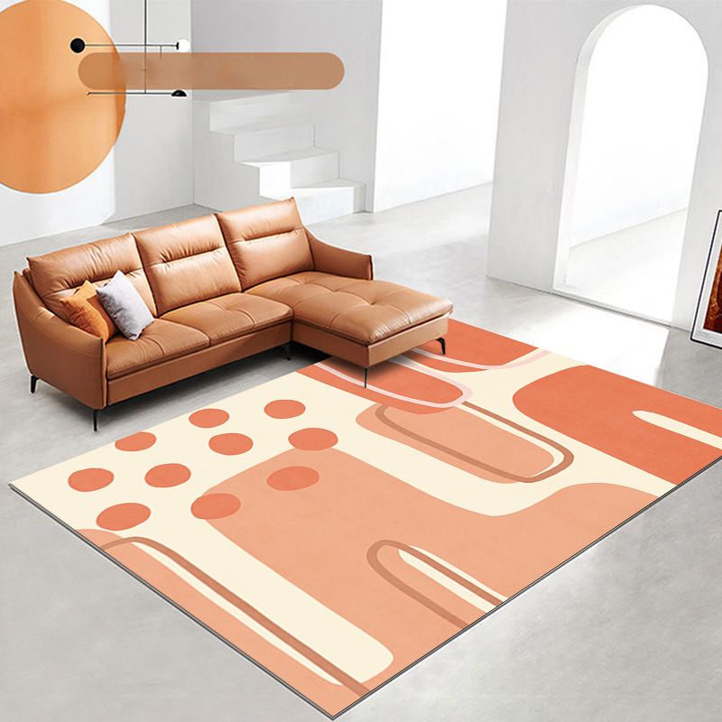 Modern Color Lump Rug Polyester Orange Rug Washable Rug for Living Room