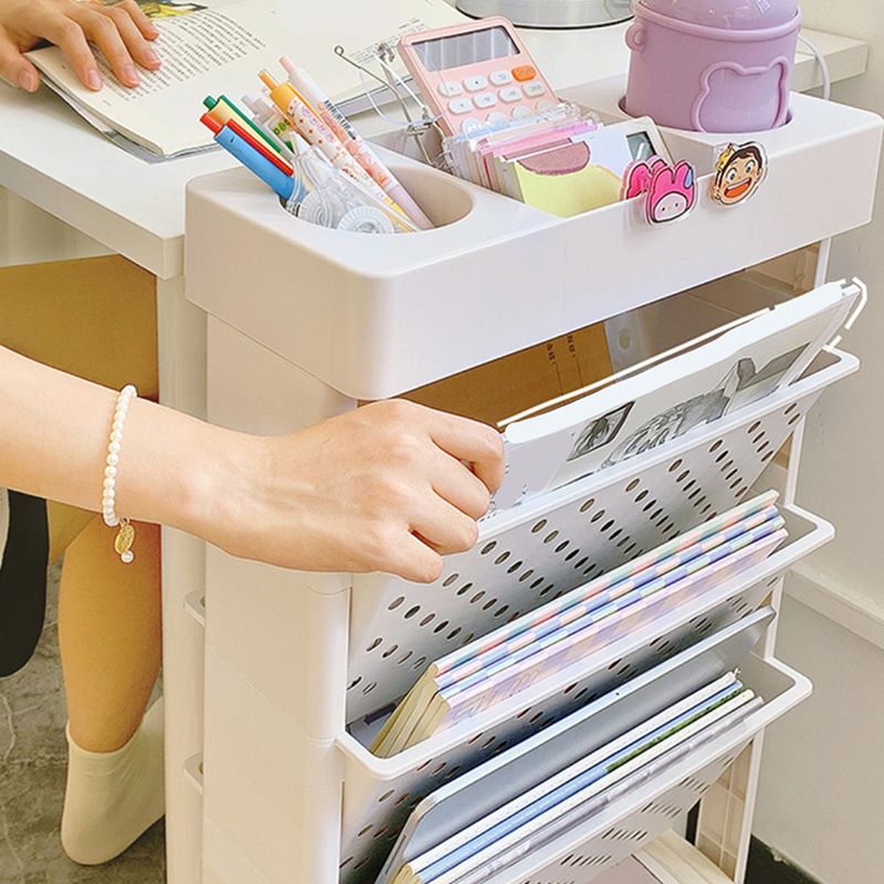 Urban 4-Tier Shelf Bookcase Plastic/Acrylic Bookshelf with Caster