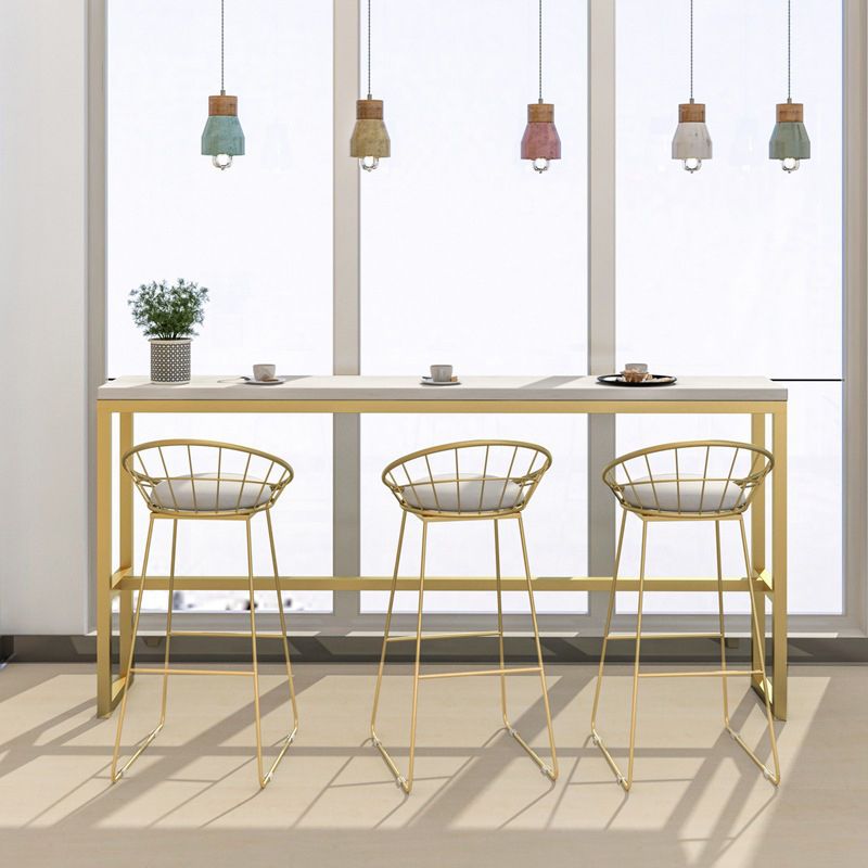 Glam Armless Bar Stool Metal Low Back Barstool with Gold Metal Legs