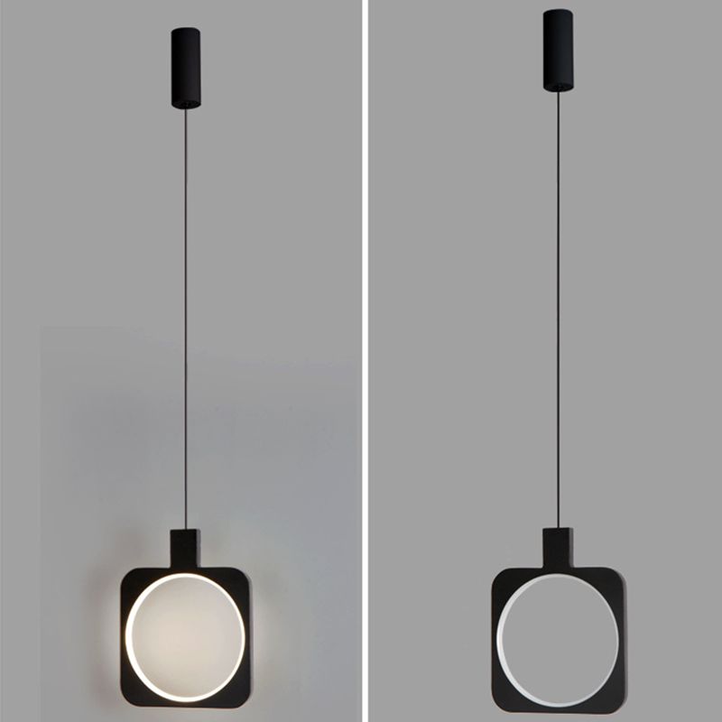 Black Geometrical Shape LED Pendant Lamp Modern Minimalist Metal Hanging Lamp for Living Room