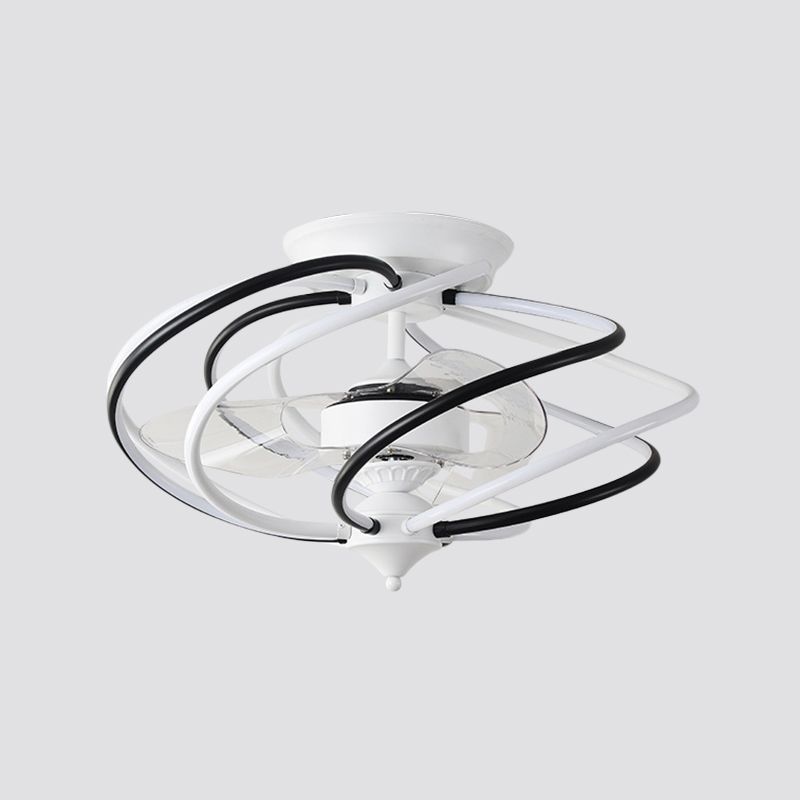 Luz de ventilador colgante metálico enjaulado Contemporáneo de 25.5 "de ancho LED de ancho, 2 cuchillas