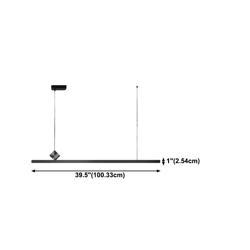 Modern Metal Pendant Lighting Linear Shape Hanging Light with Acrylic Shade in Black