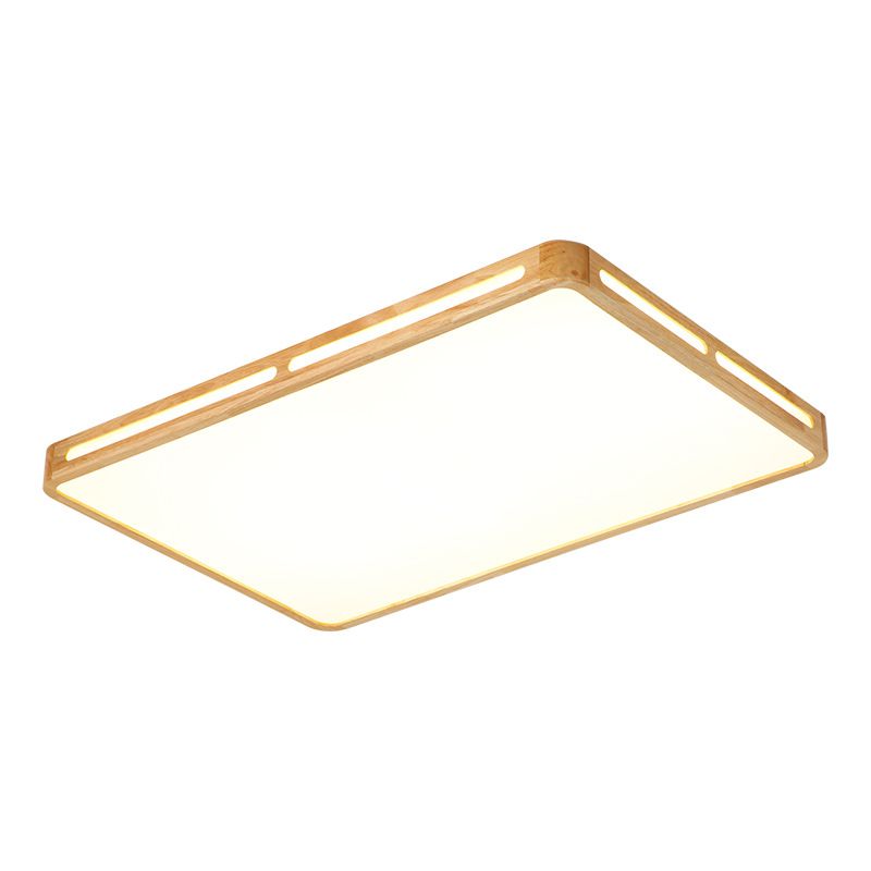 Lampe LED encastrée rectangulaire, plafonnier de salon en bois de Style Simple avec diffuseur en acrylique