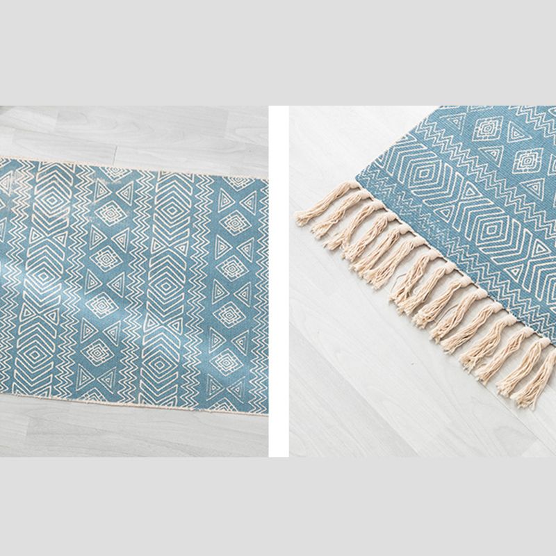 Tapis à imprimé ethnique multicolore Coton Bohemian tapis lavable Rapis intérieur pour le salon