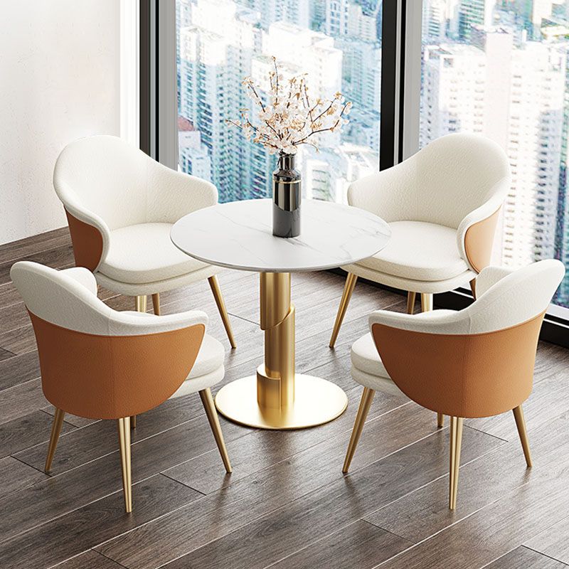 Glam Faux Leather Dining Chair Wingback Side Chair in Matte Finish