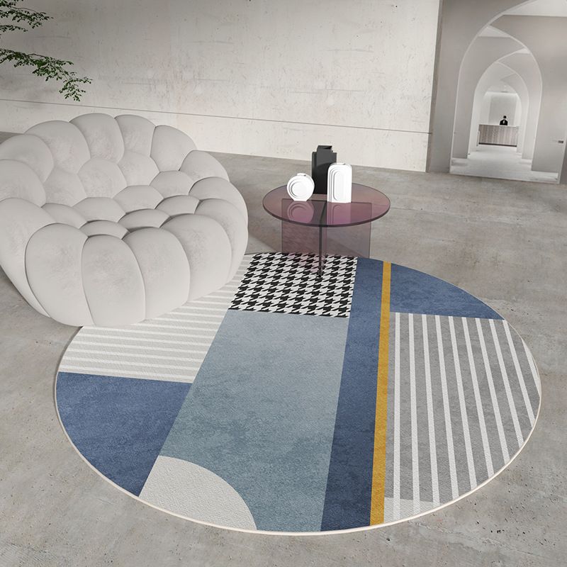 Blackish Green Pattern Rug Polyester Modern Rug Stain Resistant Rug for Living Room