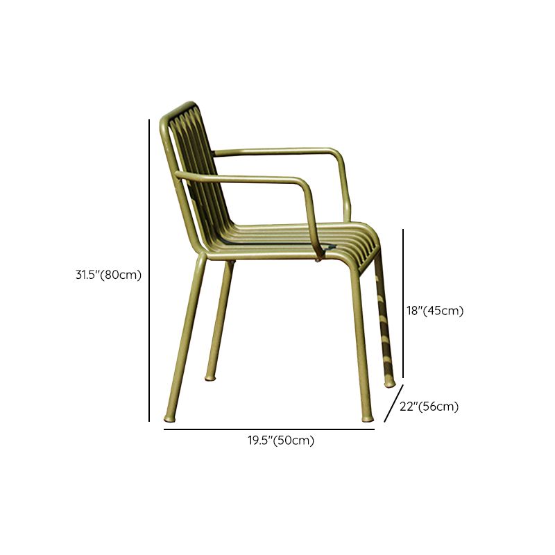 Iron Courtyard Table Set Circular with Armchair, 29.1-inch High
